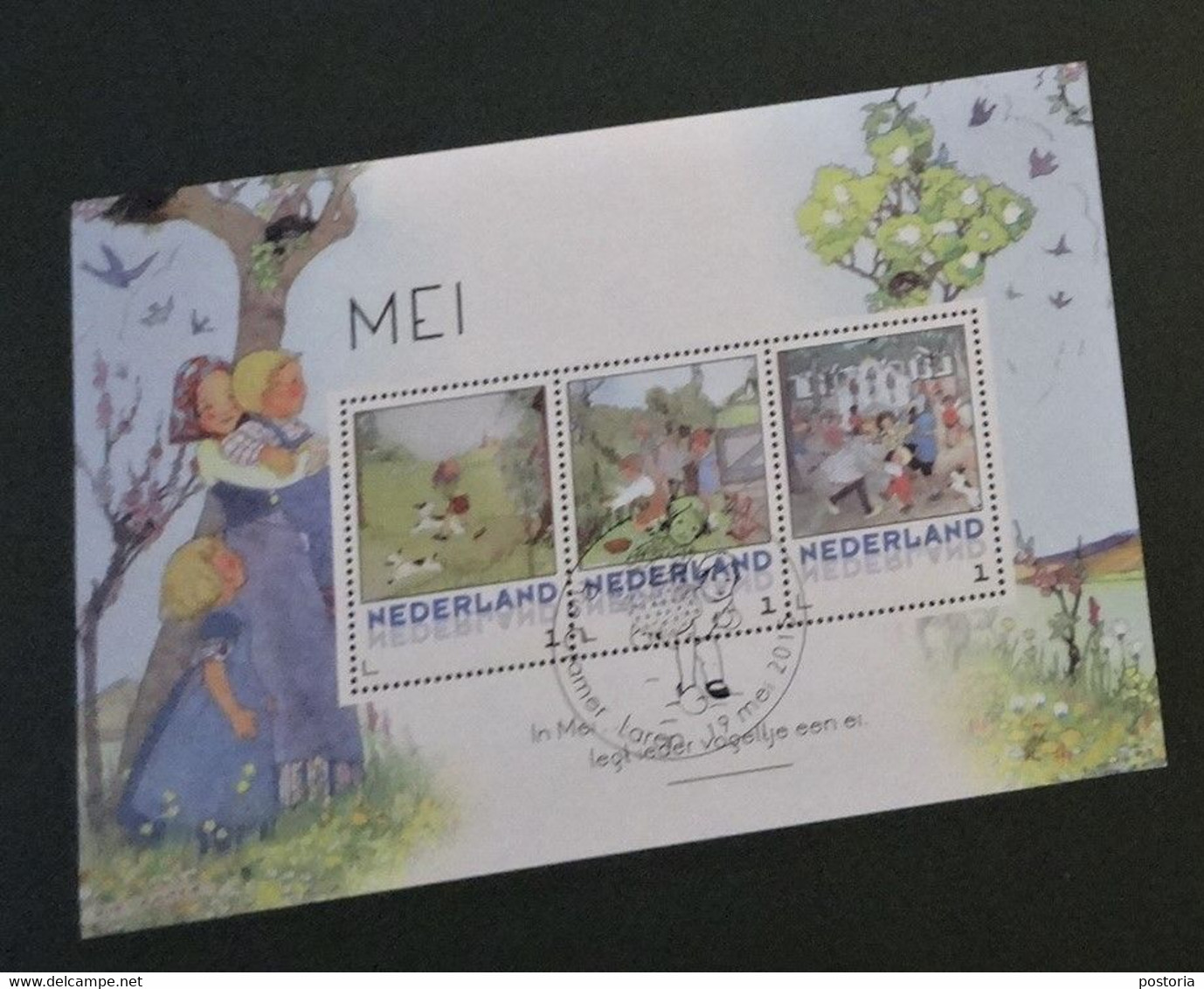 Nederland - NVPH - 3012-D54 - Velletje Met 3 Zegels - 2015 - Persoonlijk Gebruikt - Rie Cramer - Tekeningen - Mei - Timbres Personnalisés