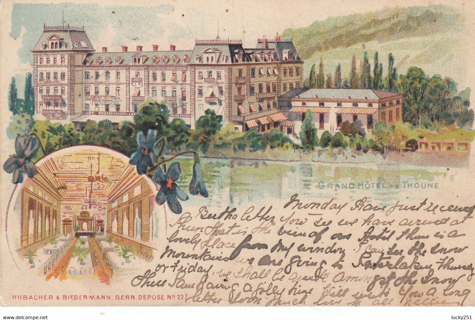 Suisse - Hôtel - Thoune - Grand Hôtel De Thoune - Circulée 19/08/1901 - Litho - Thoune / Thun