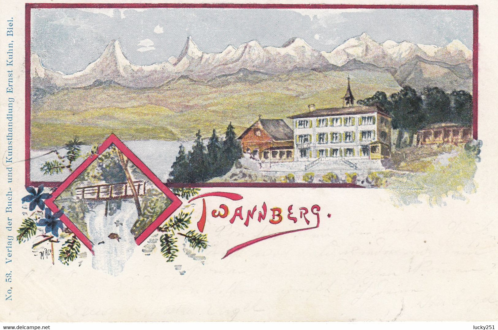 Suisse - Hôtel - Twann - Hôtel Twannberg - Circulée 27/08/1900 - Litho - Berg