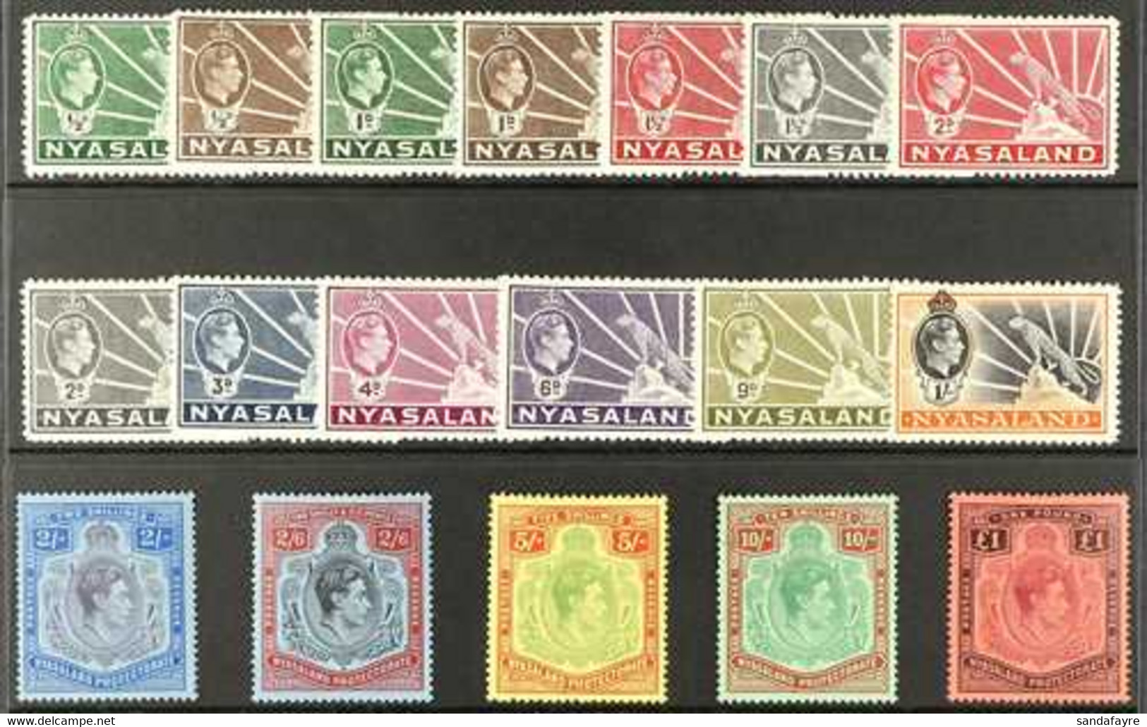 1938-44 KGVI "Symbol Of The Protectorate / Key Plate" Definitive Set, SG 130/43, Never Hinged Mint (18 Stamps) For More  - Nyasaland (1907-1953)