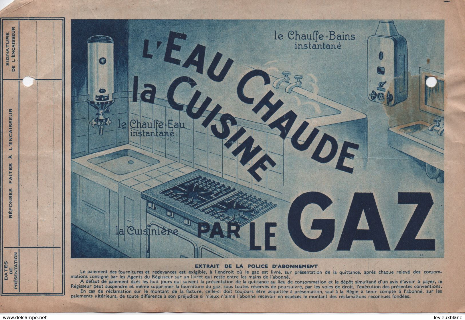 2 Factures GAZ/ Avec Publicités Eau Chaude Cuisine & Chauffage/Gaz Banlieue Paris/BOULOGNE/ Lerouge/ 1943    GEF69 - Elektriciteit En Gas
