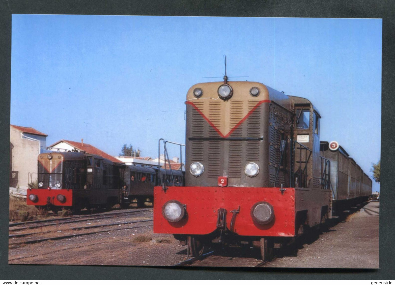 Carte-photo Moderne "Deux Trains De Voyageurs En Gare De Palavas-les-Flots Au Départ Pour Montpellier - Années 60" - Palavas Les Flots