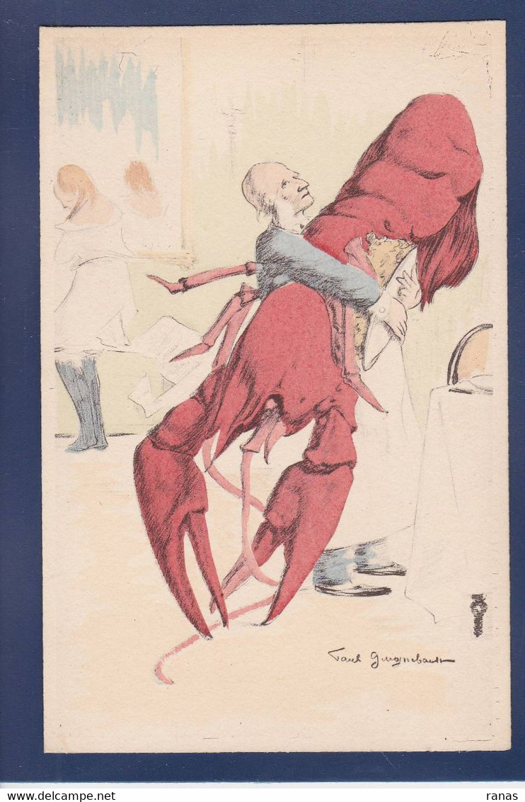 CPA Poisson Surréalisme Art Nouveau Politique Satirique Non Circulé Litho Langouste - Poissons Et Crustacés