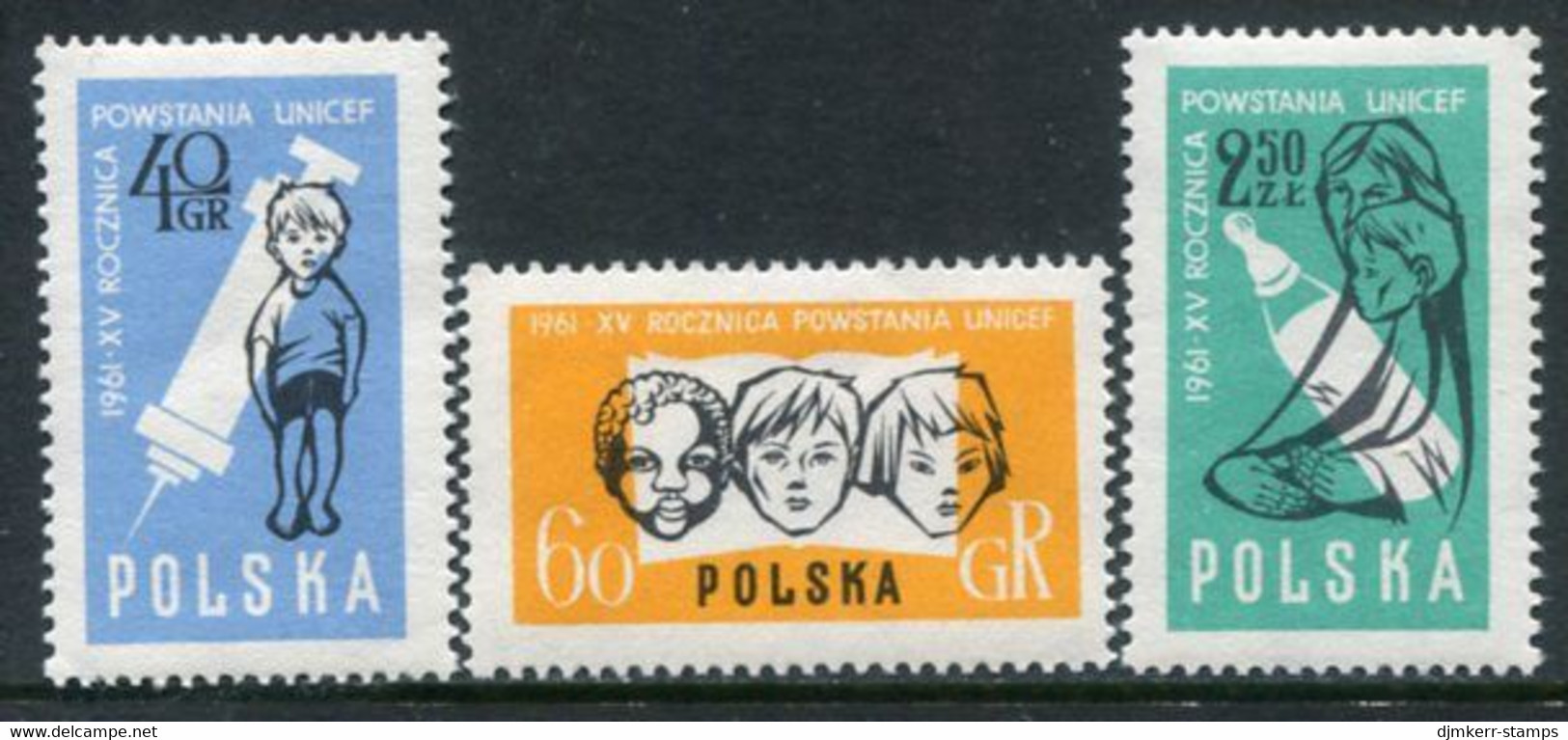 POLAND 1961 UNICEF Anniversary MNH / **  Michel 1272-74 - Unused Stamps