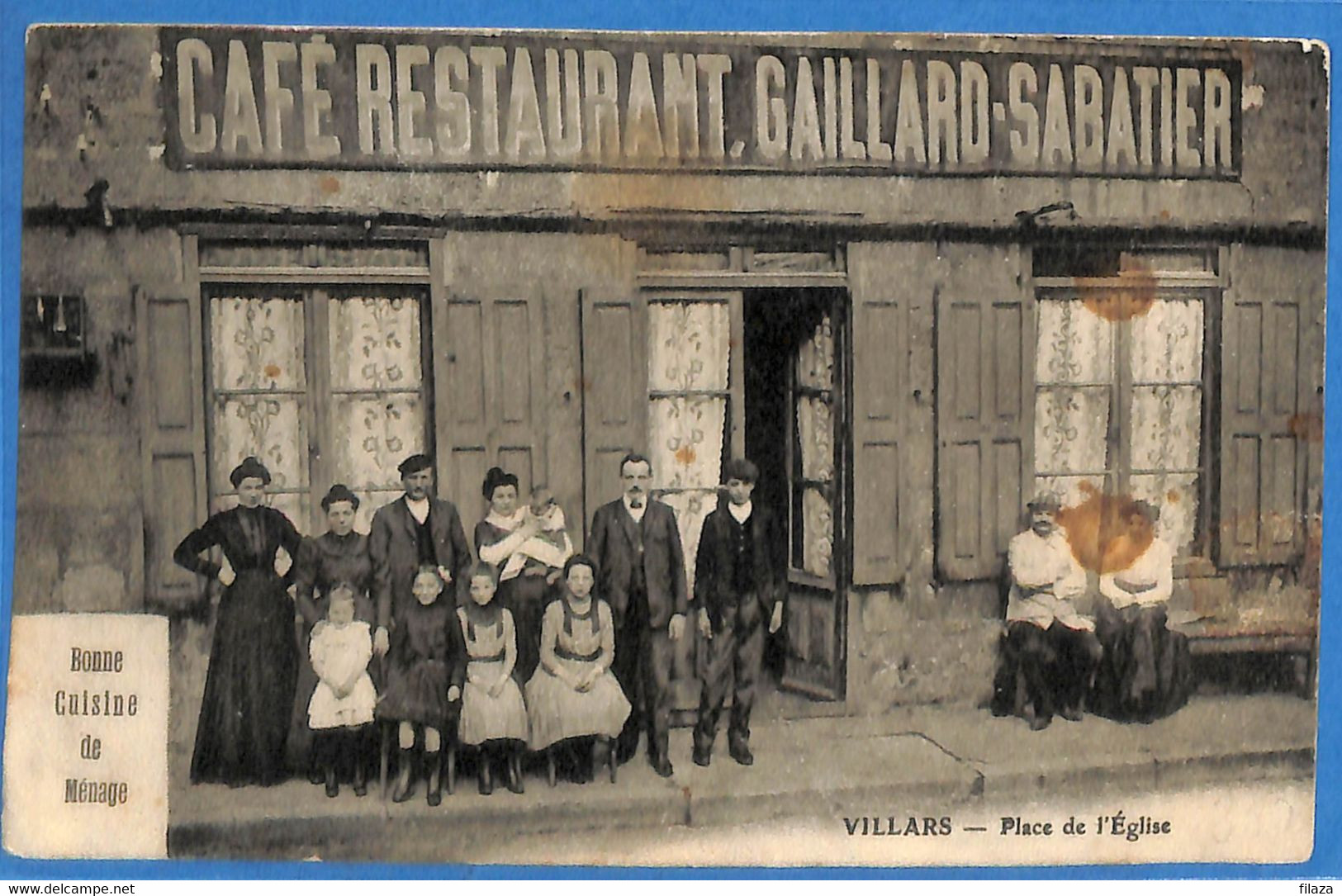 01 - Ain - Villars - Place De L'Eglise - Cafe Restaurant Gaillard Sabatier    (N6340) - Villars-les-Dombes