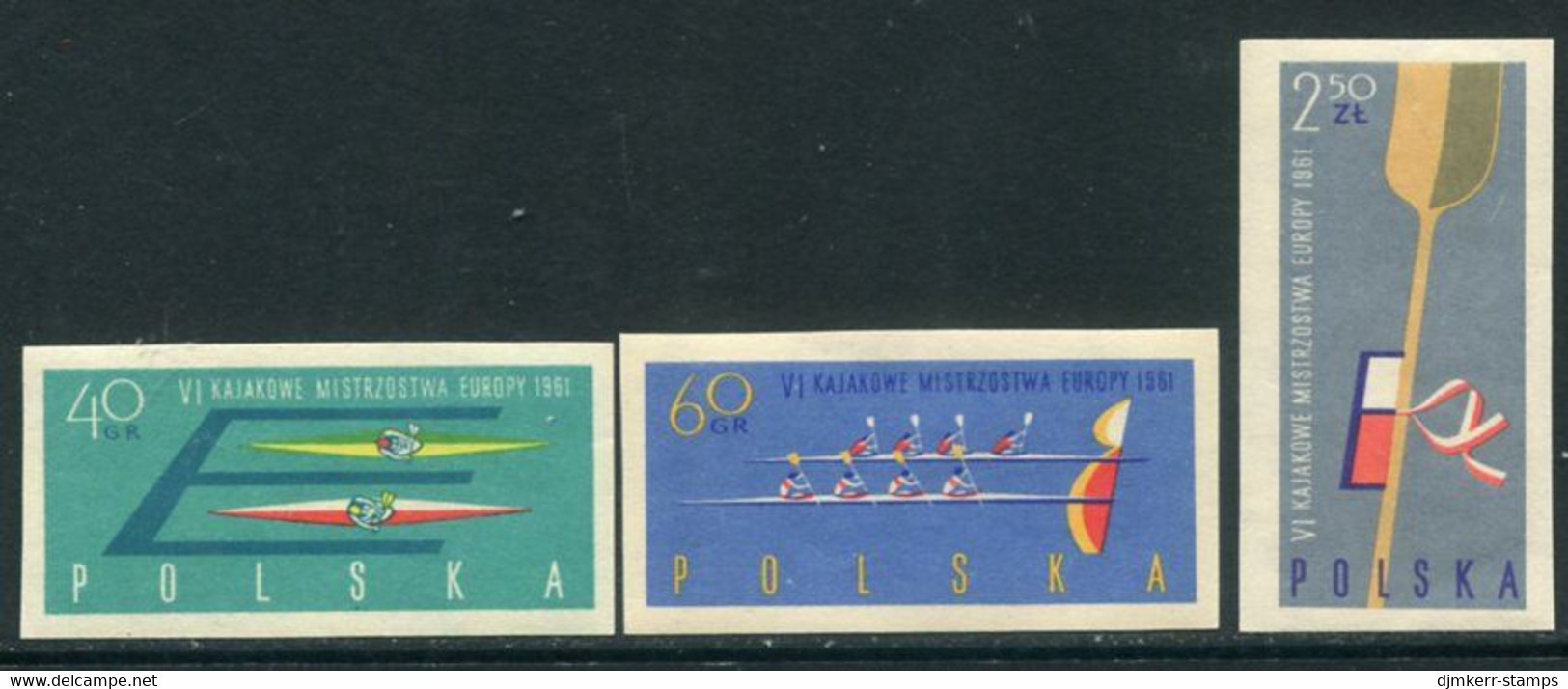 POLAND 1961 Canoeing Championship Imperforate  MNH / **  Michel 1254-56B - Neufs