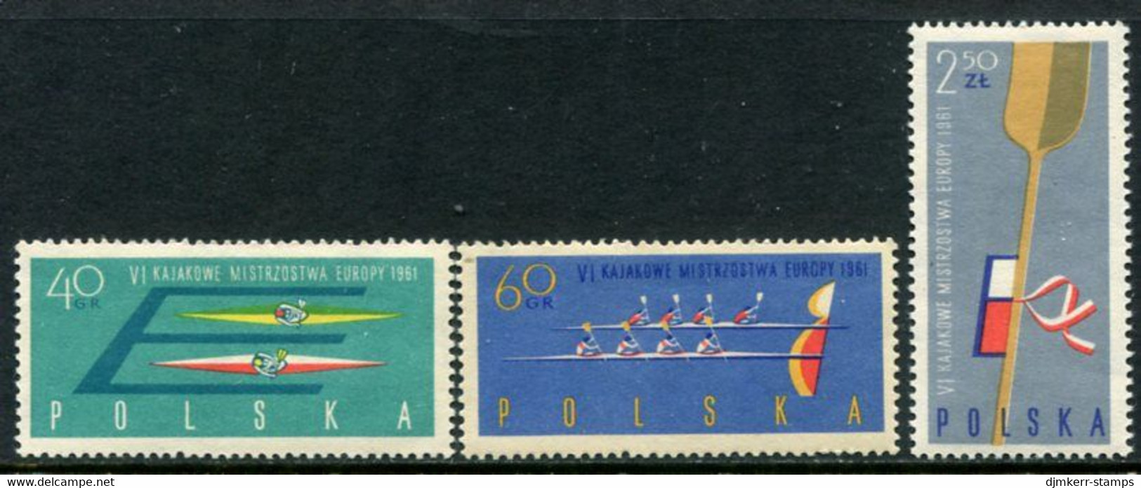 POLAND 1961 Canoeing Championship Perforated  MNH / **  Michel 1254-56A - Unused Stamps