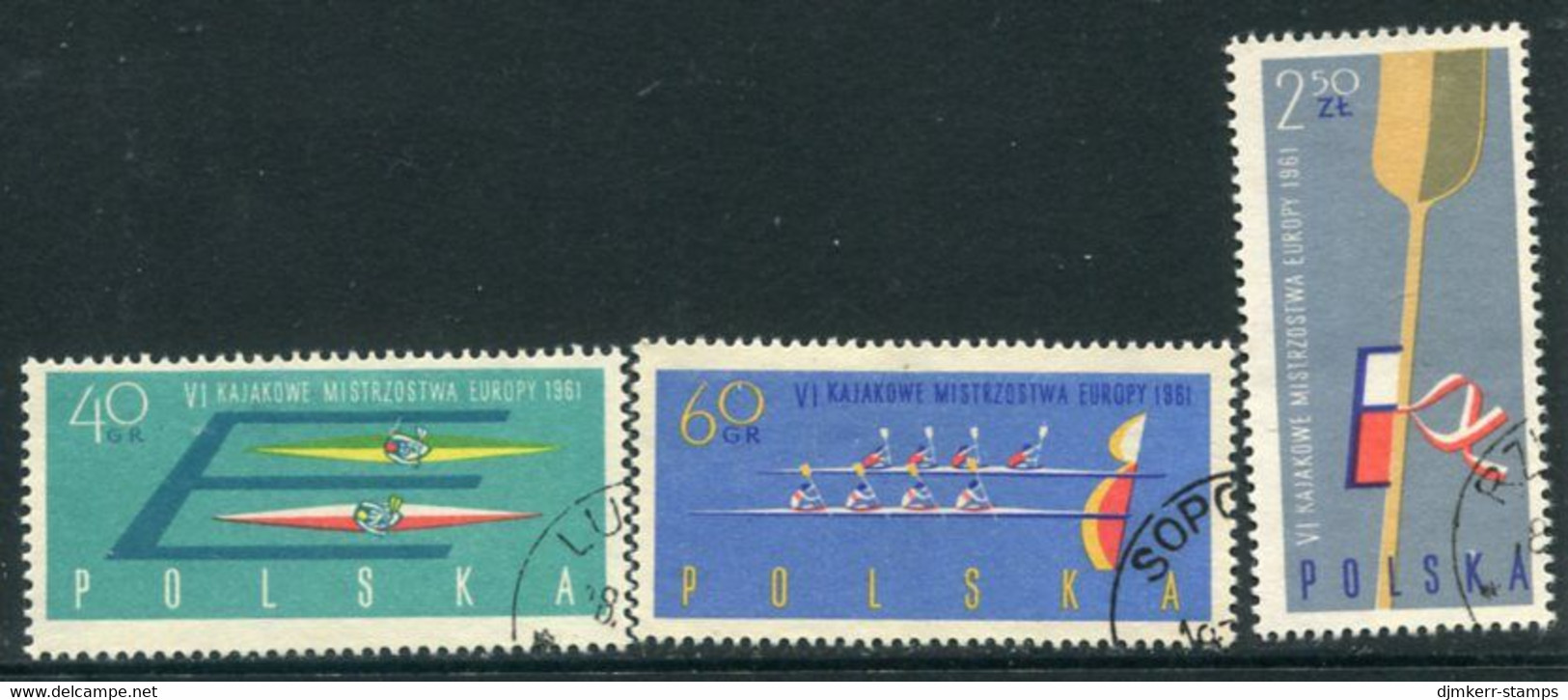 POLAND 1961 Canoeing Championship Perforated  Used.  Michel 1254-56A - Usati