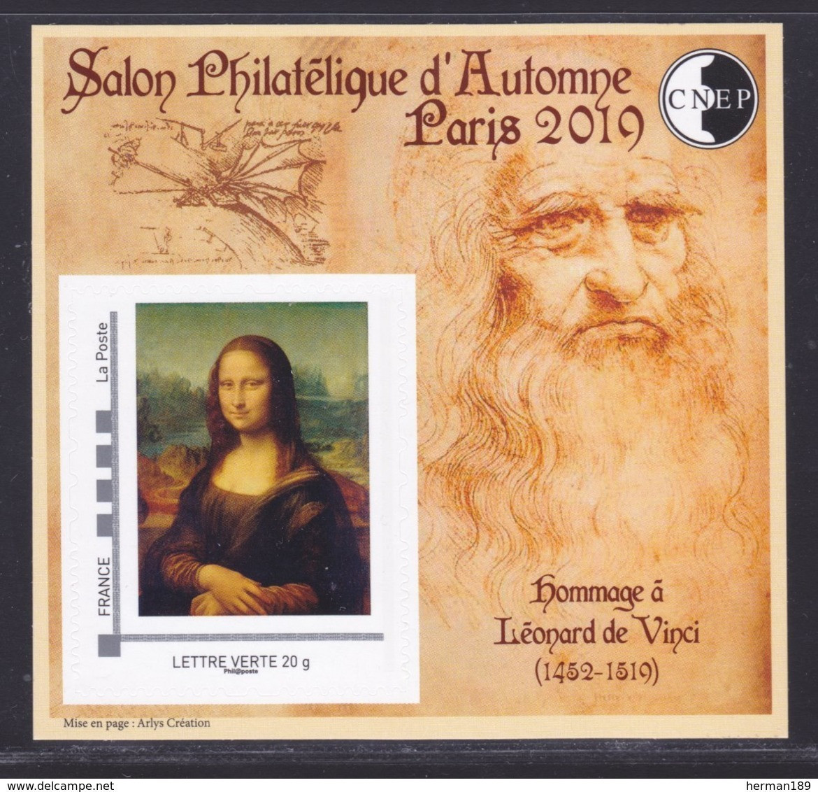 CNEP N° 82 NEUF ** MNH - SALON PARIS AUTOMNE 2019, De Vinci, La Joconde, Bloc Adhésif, TB - CNEP