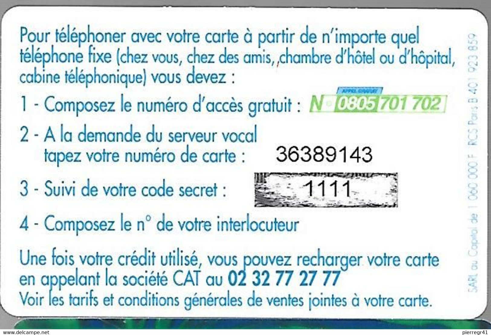 CARTE-PREPAYEE--CALL CAT-Exp SANS DATE-Plastic Epais -Glacé-TBE/RARE - Altri & Non Classificati