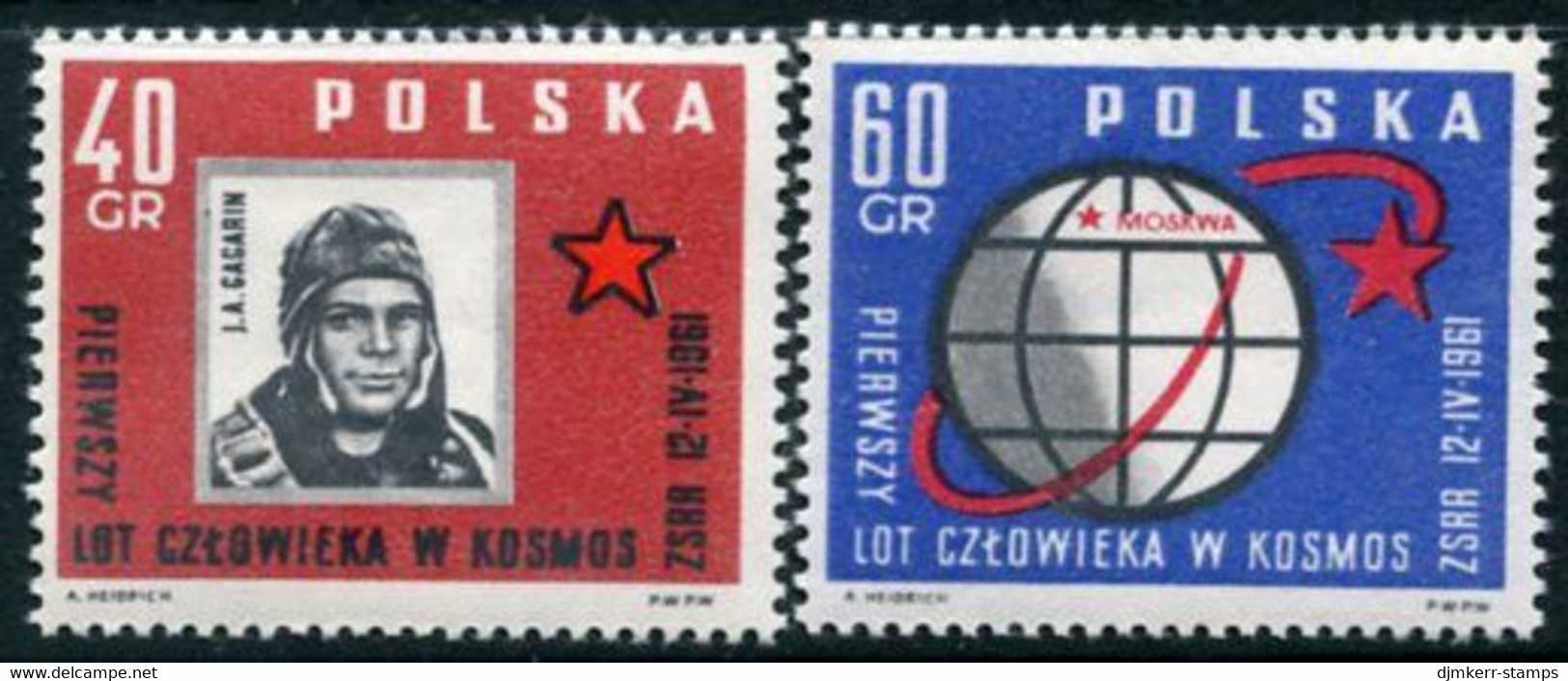 POLAND 1961 First Manned Space Flight MNH / **.  Michel 1226-27 - Unused Stamps
