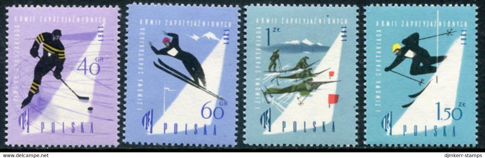 POLAND 1961 Winter Spartakiad MNH / **.  Michel 1221-24 - Unused Stamps