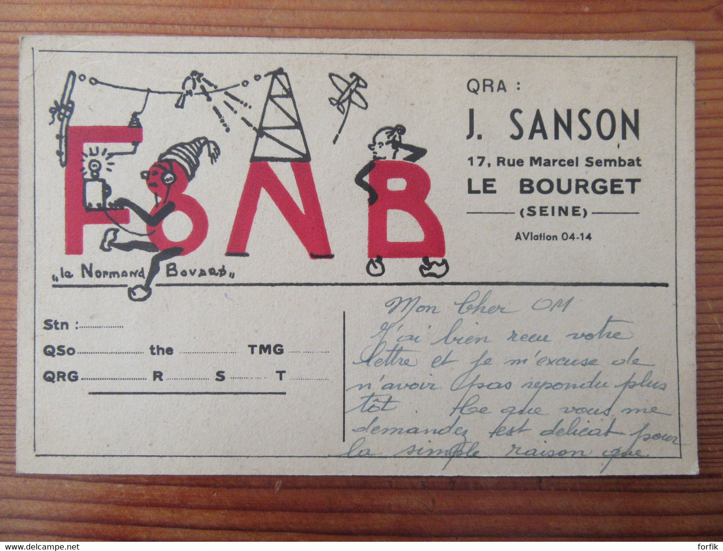 France - Carte QSL Radio F8NB - Le Bourget - Vers 1930 - Radio Amatoriale