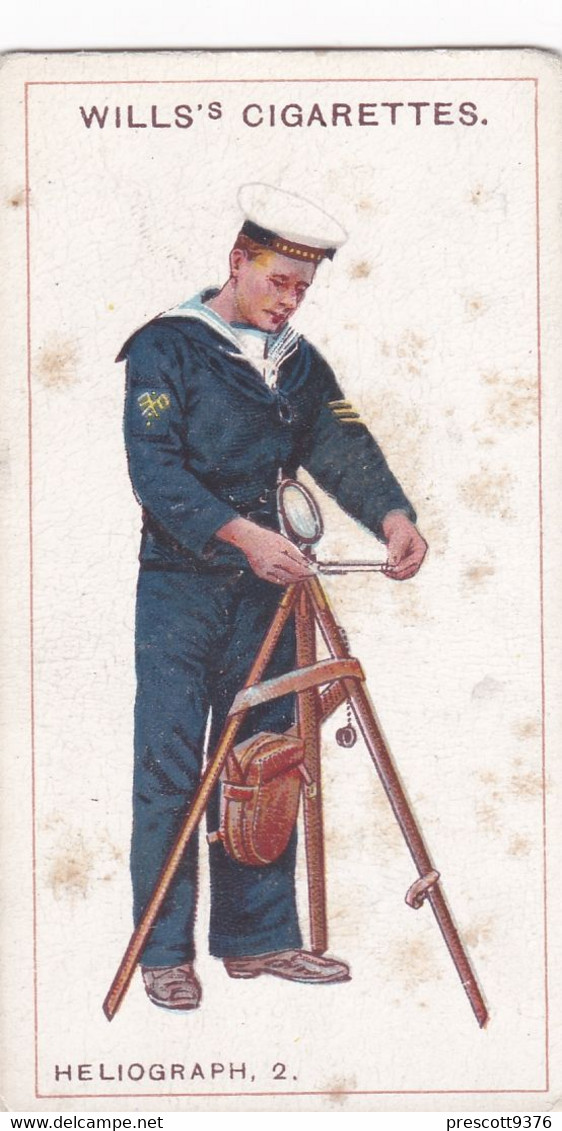 45 Heliograph  - Signalling Series 1911 - Wills Cigarette Card - Original Antique - Alphabet - Military - Navy - Wills