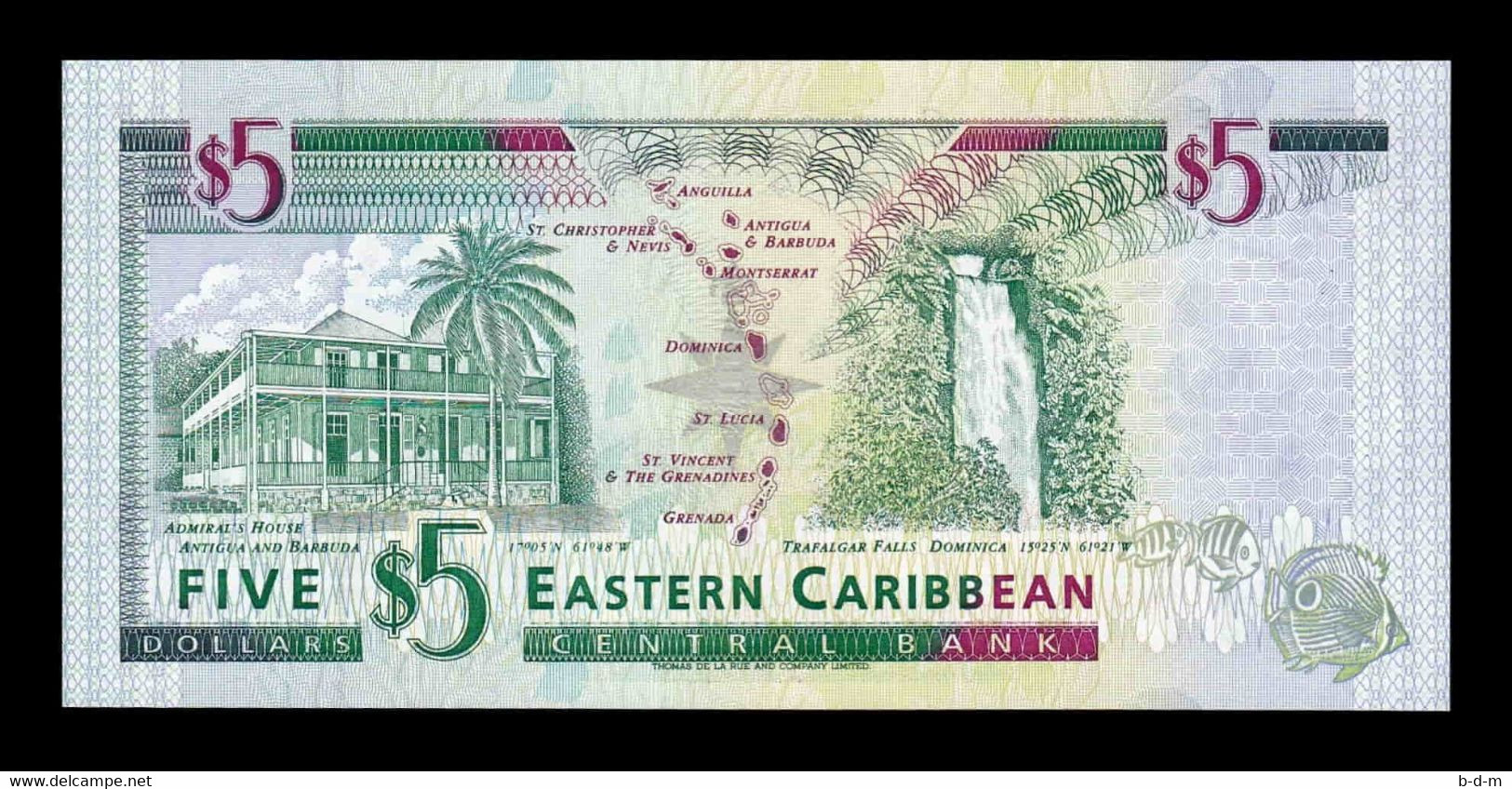 Estados Caribe East Caribbean Anguilla 5 Dollars 1994 Pick 31u SC UNC - East Carribeans