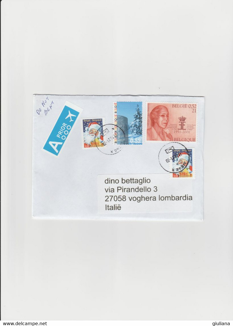 Belgio 2021 - Busta Prioritaria X L'Italia Affrancata Con 4 Stamps - Brieven En Documenten