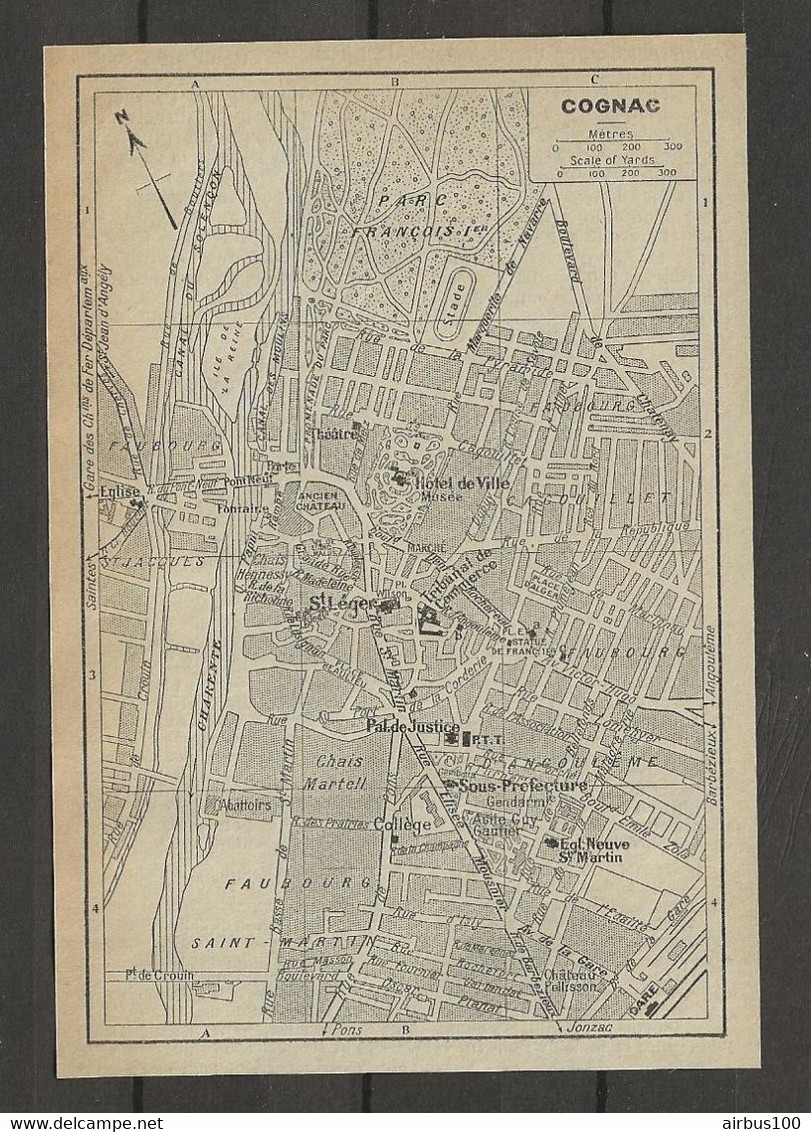 CARTE PLAN 1929 - COGNAC - ILE DE LA REINE - STADE - FAUBOURGS - CHAIS MARTELL - Cartes Topographiques