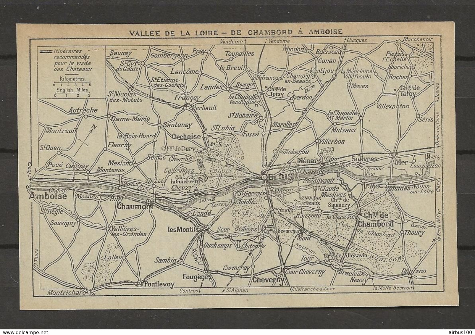 CARTE PLAN 1929 - VALLÉE De La LOIRE De CHAMBORD à AMBOISE - VISITE Des CHATEAUX - Carte Topografiche