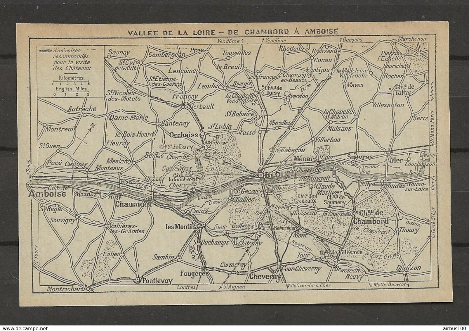 CARTE PLAN 1929 - VALLÉE De La LOIRE De CHAMBORD à AMBOISE - VISITE Des CHATEAUX - Cartes Topographiques