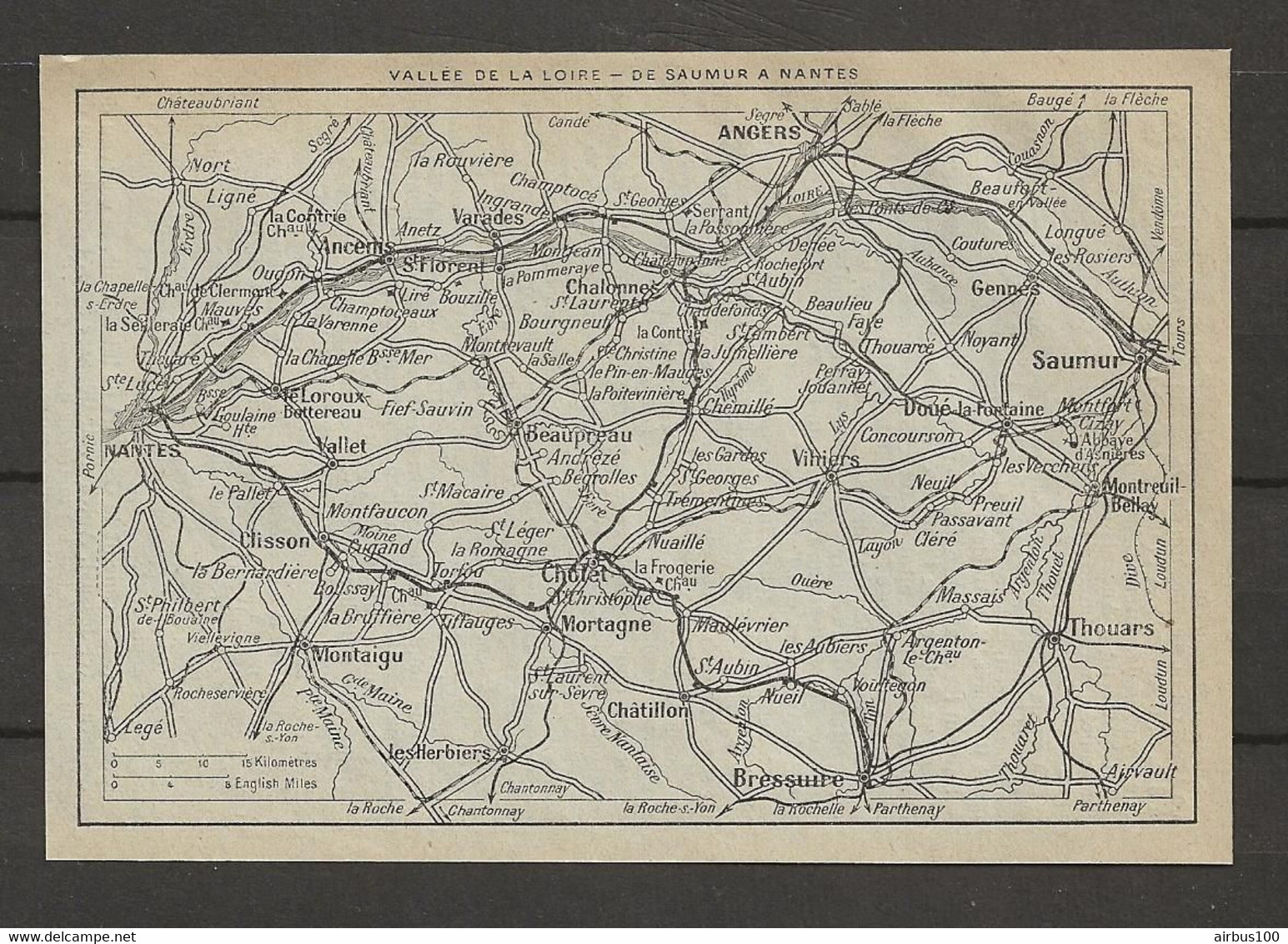 CARTE PLAN 1929 - VALLÉE De La LOIRE DE SAUMUR à NANTES - CHOLET - MONTAIGU - ANGERS - THOUARS - BRESSUIRE - Cartes Topographiques