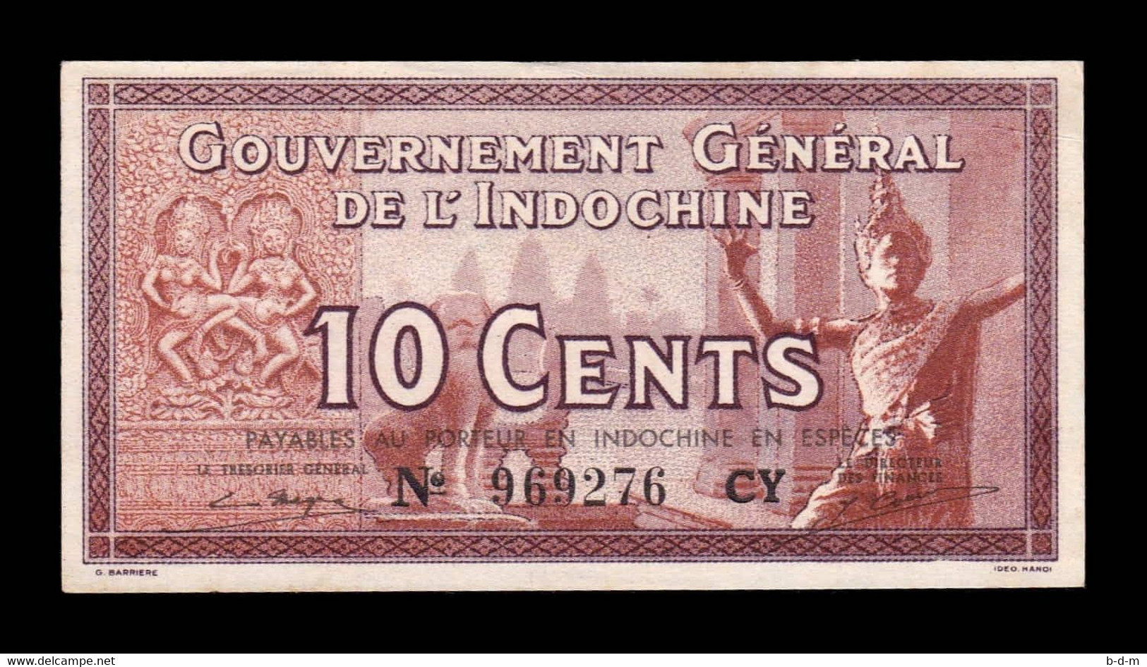 French Indochina Francesa 10 Cents 1939 Pick 85d SC-/SC AUNC/UNC - Indocina