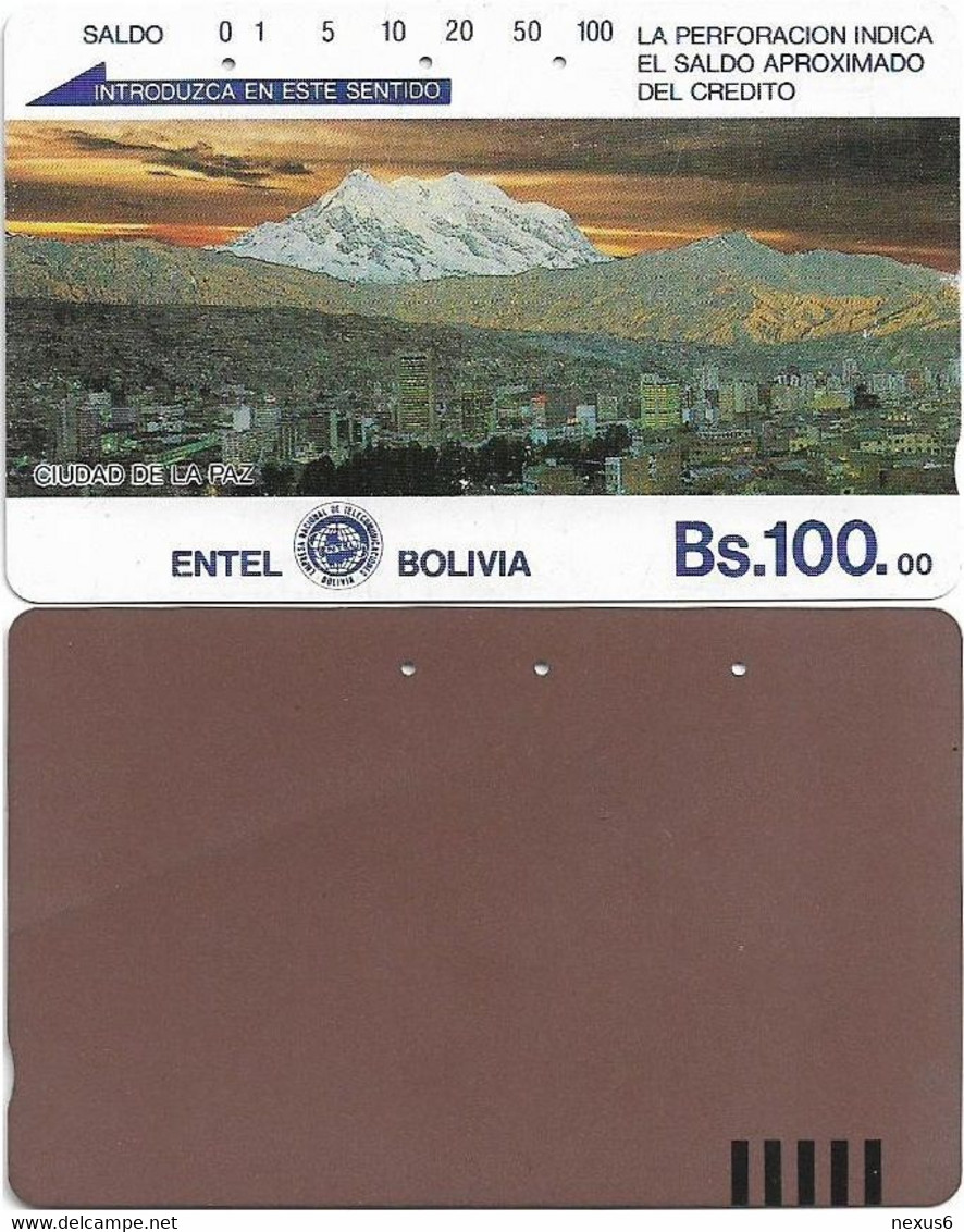 Bolivia - Entel (Tamura) - El Illimani, Ciudad De La Paz (Bronze Reverse), 100Bs, 1992, Used - Bolivia