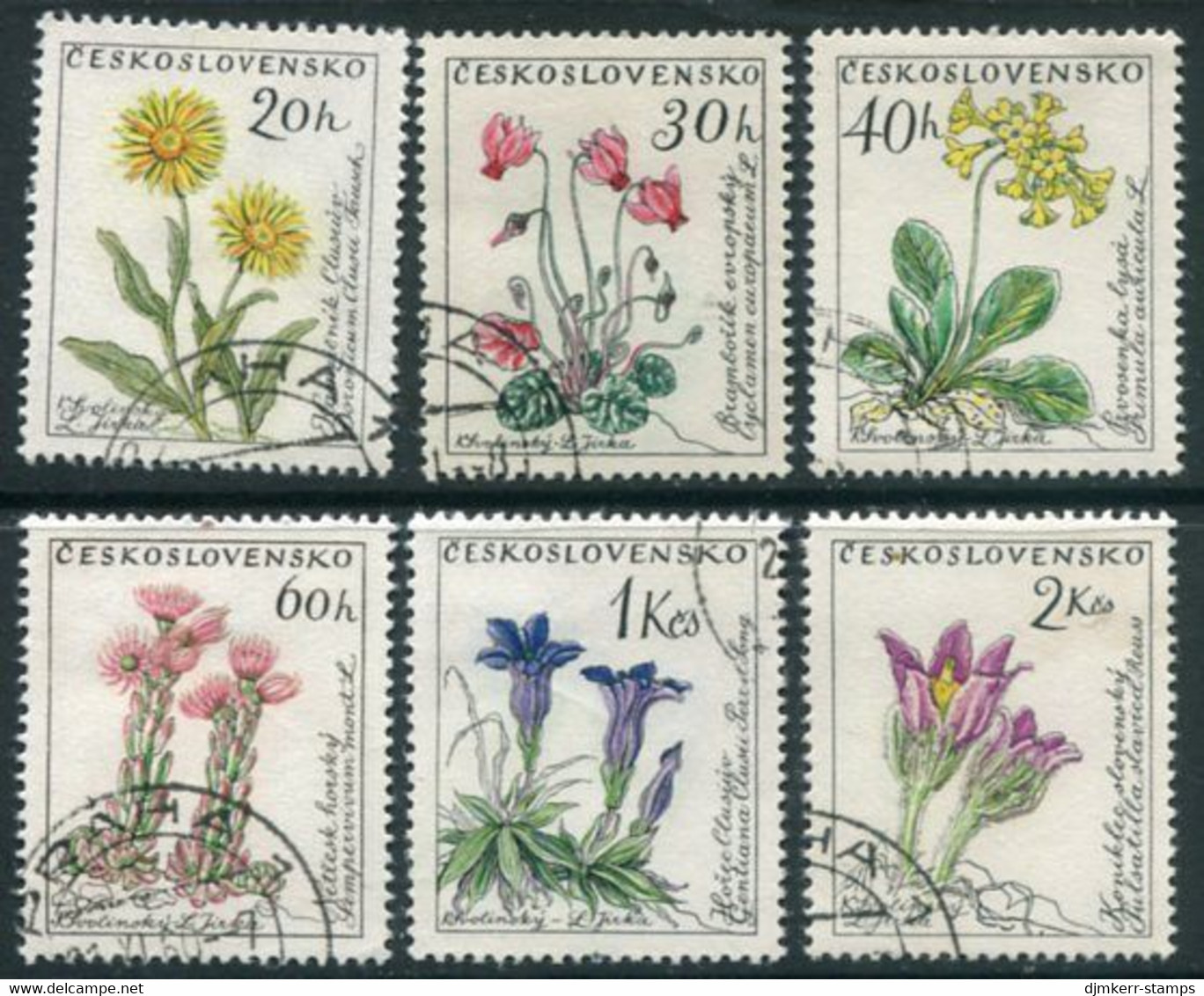 CZECHOSLOVAKIA 1960 Flowers Used.  Michel 1234-39 - Gebraucht