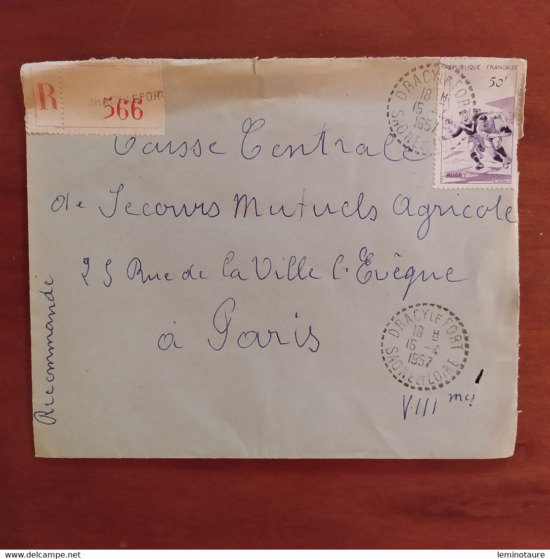 SAONE ET LOIRE / Cachet Recette DRACY LE FORT / Enveloppe Recommandée 1957 - 1921-1960: Periodo Moderno