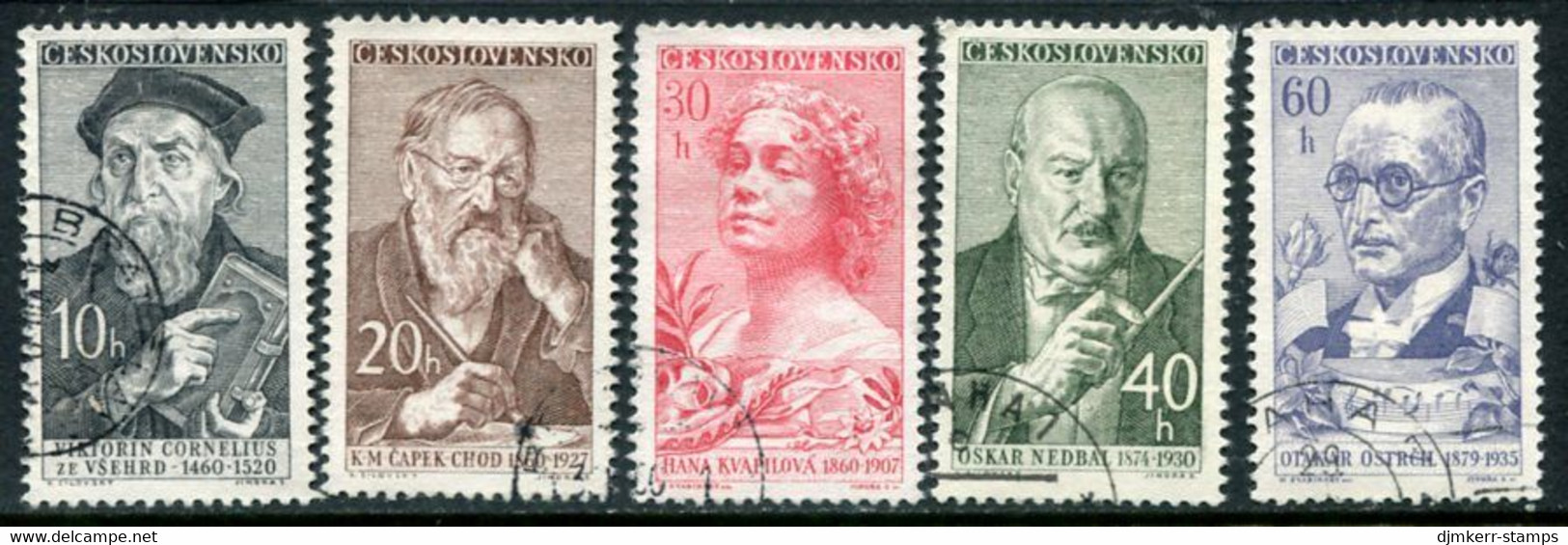 CZECHOSLOVAKIA 1960 Cultural Personalities Used.  Michel 1216-20 - Usados