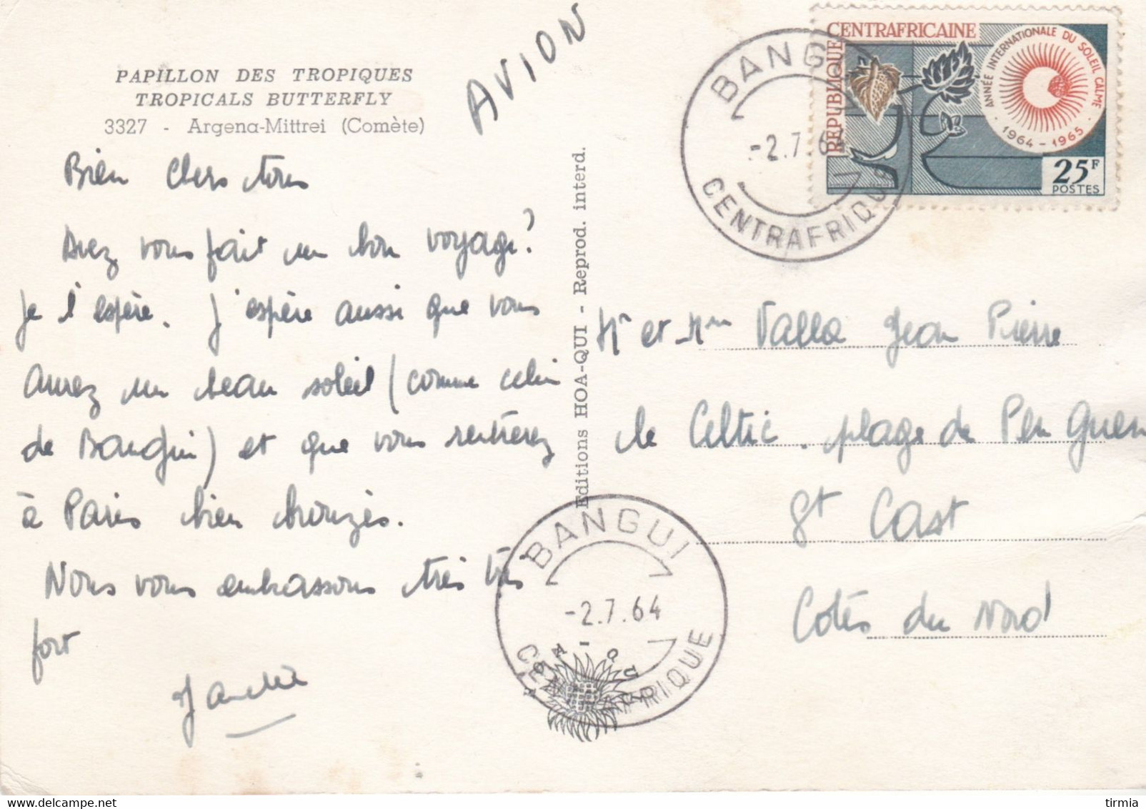 Papillon Des Tropiques - Centrafrique - Bangui - 1964 - Papillons