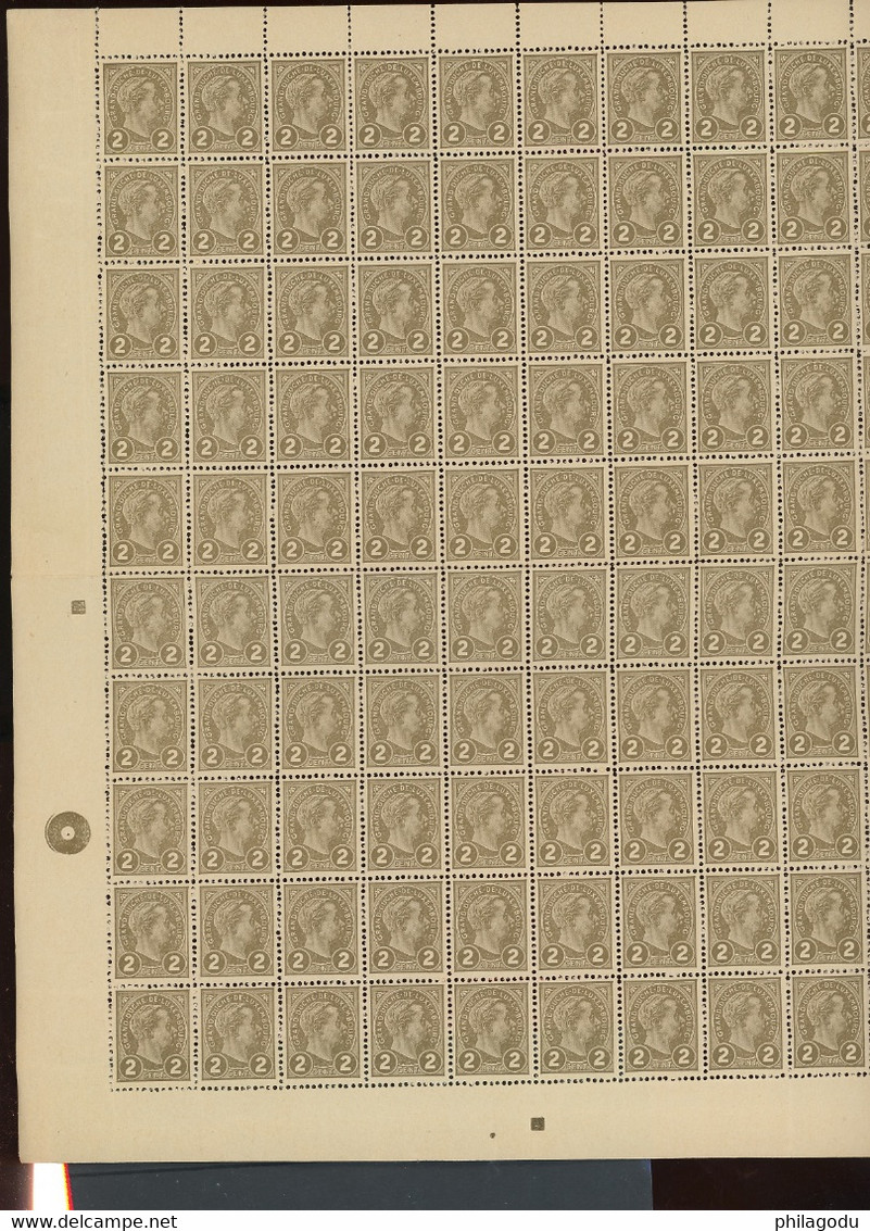 1895. 2c Grand Duc De Profile. Yv.70. Mi.68 ** Cote Prifix 2007. =. 500 Euros - Full Sheets