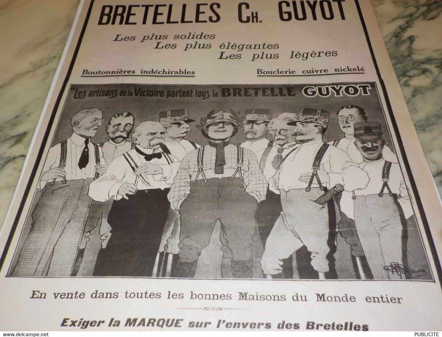 ANCIENNE PUBLICITE BRETELLES CH.GUYOT 1920 - 1900-1940