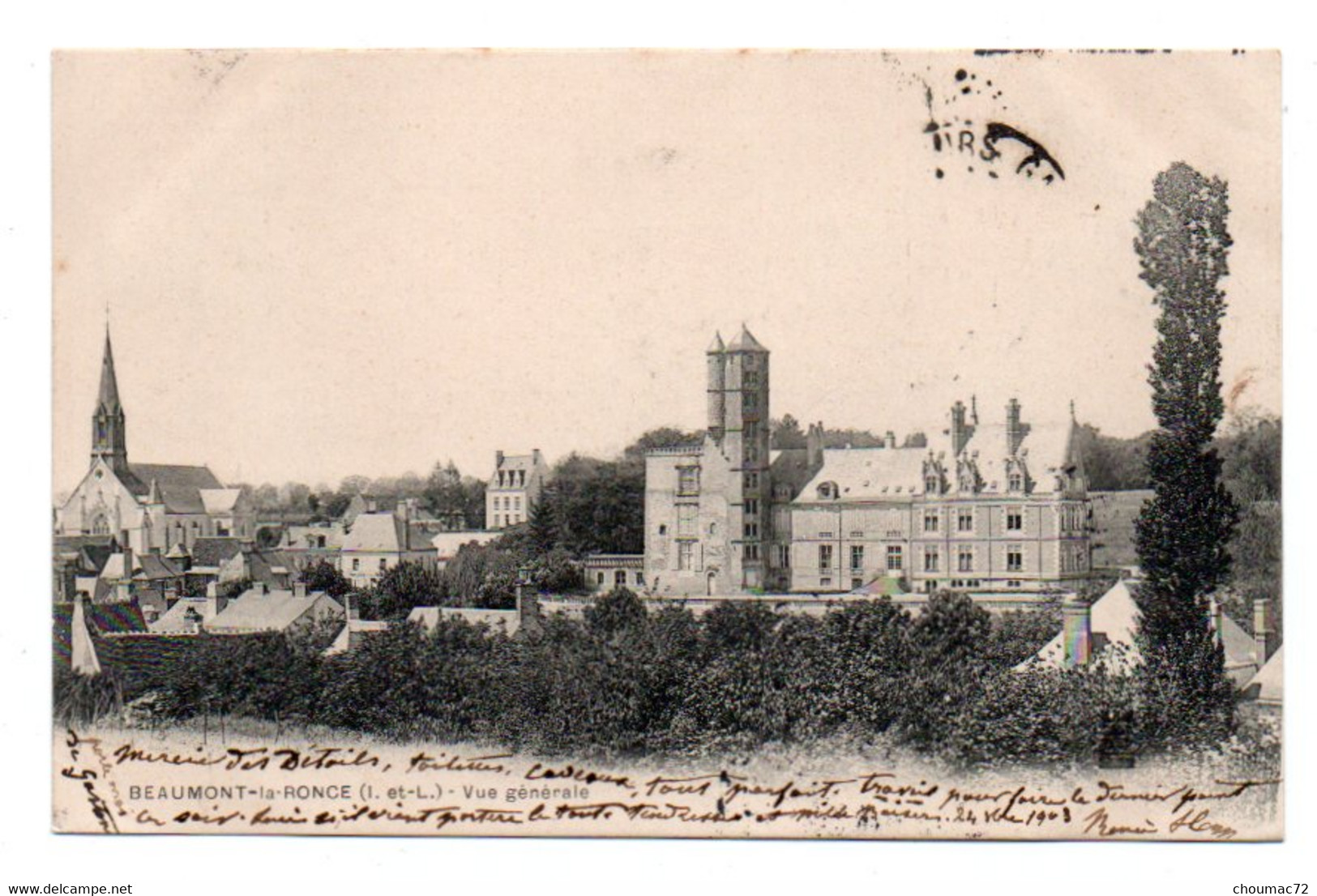 (37) 1872, Beaumont La Ronce, Vue Générale - Beaumont-la-Ronce