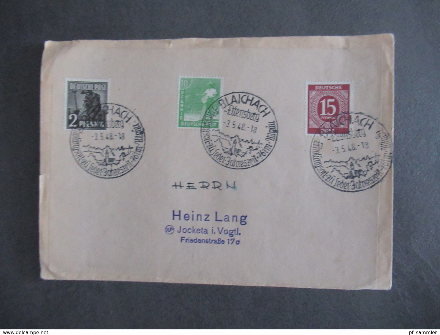 Kontrollrat 1948 insg. 37 Belege Sonderstempel größtenteils SBZ alle als Ortsbrief Jockata Vogtland etl. Randstücke!!