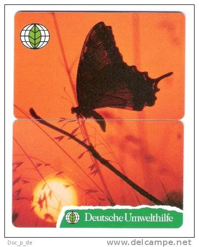 Germany  - 2 Chip Card Puzzle - Puzzel - Schmetterling - Butterfly - DUH - Deutsche Umwelthilfe - Sunset - Farfalle