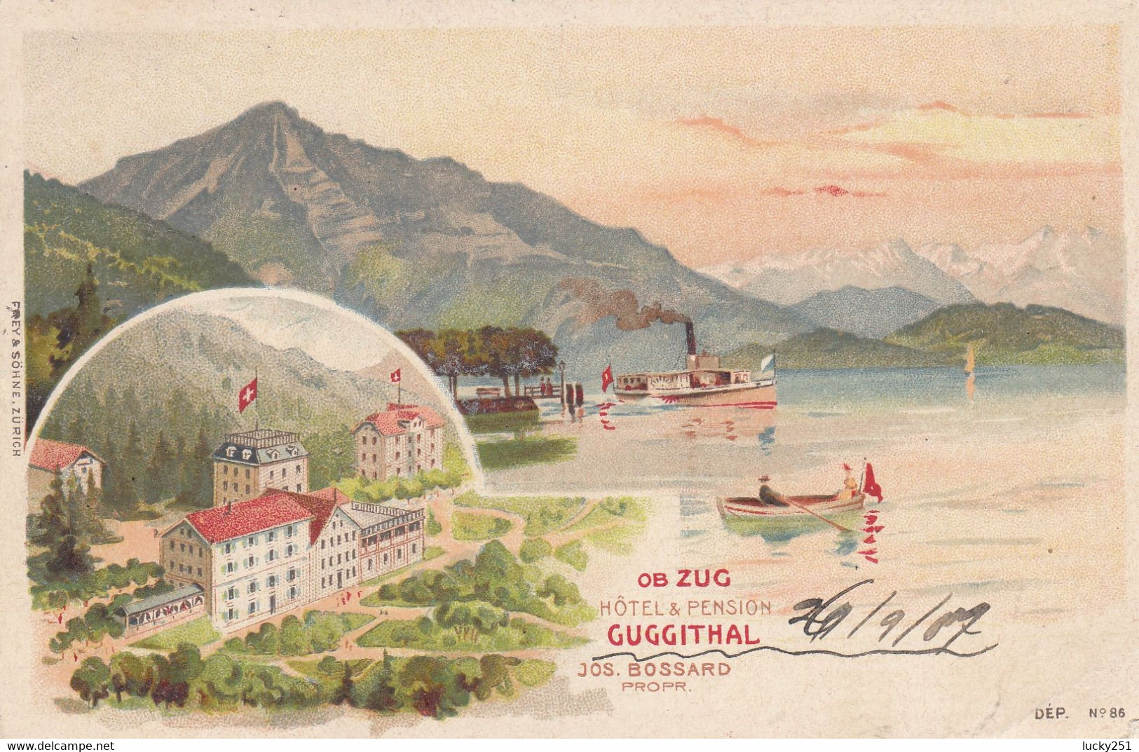 Suisse - Hôtel - Zug - Hôtel Pension Giggithal - Circulée 26/09/1907 - Litho - Thal