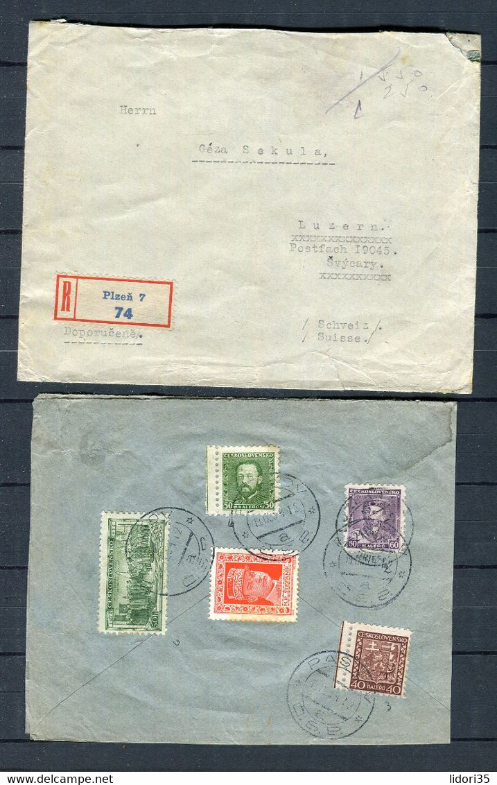 Tschechoslowakei / 1934 / 2 Reco-Briefe Jeweils Mit Umfangreicher Frankatur (4659) - Briefe U. Dokumente