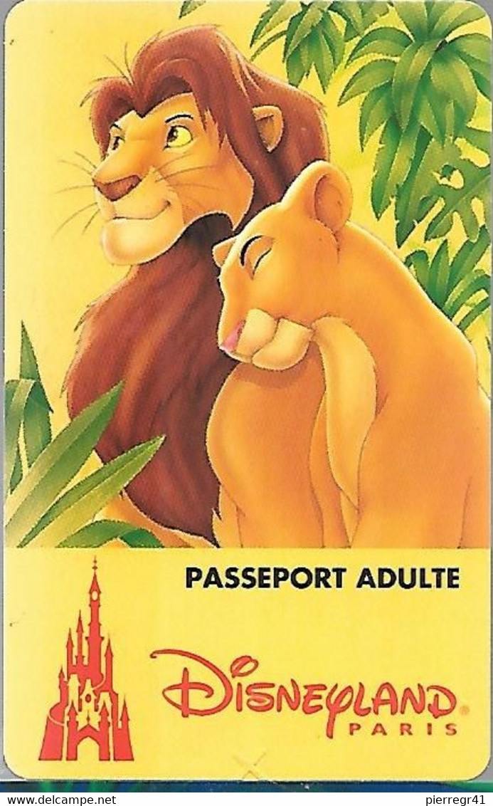 PASS--DISNEY-DISNEYLAND PARIS-1996-ROI LION ADULTE-Non Souligné-V° S029518-Vertical A Droite-V° Gratuit 1 JourTBE-RARE - Disney-Pässe