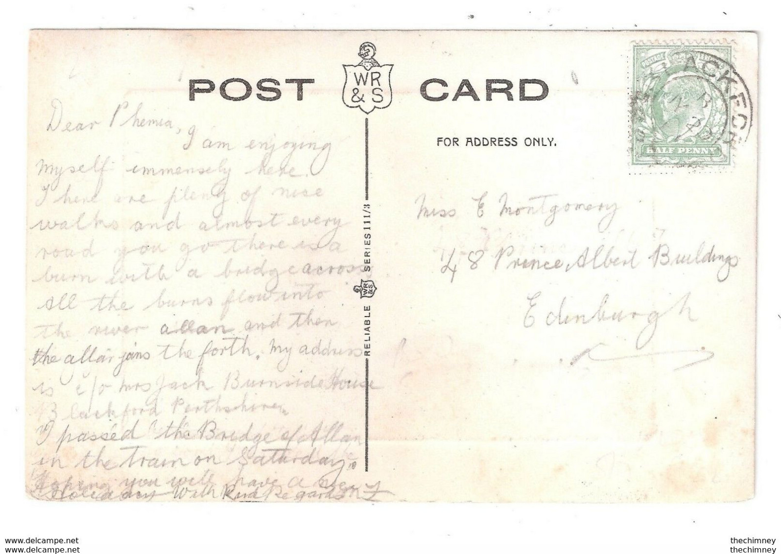 RP ON THE ALLAN BLACKFORD WITH A BLACKFORD PARTIAL POSTMARK - Perthshire