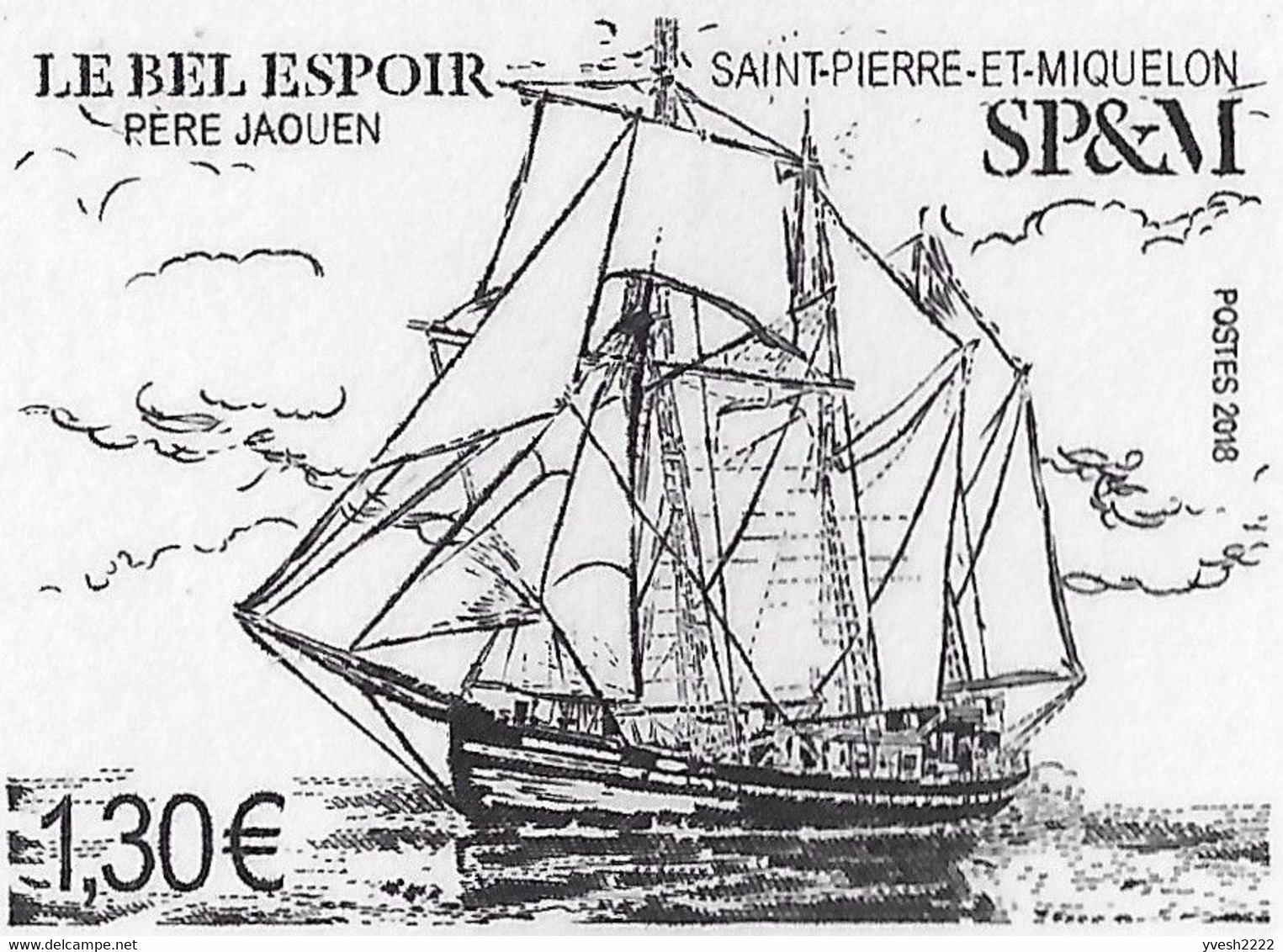 SPM - Saint Pierre Et Miquelon 2018 Y&T 1202. Épreuve D'artiste. Voilier Bel Espoir, Père Michel Jaouen, Toxicomanie - Droga