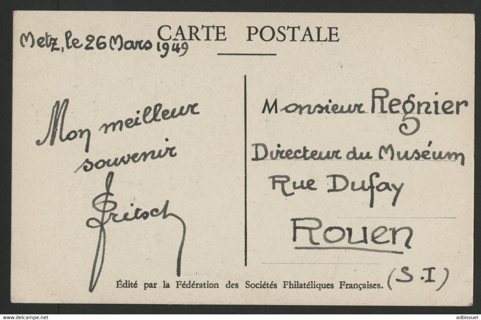 N° 828 "CHOISEUL" Cote 27 € Obl. 1er Jour De Metz Sur CP Illustrée (voir Description) - ....-1949