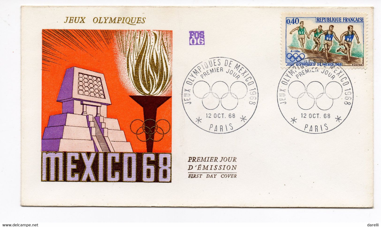 FDC France 1968 - Jeux Olympiques De Mexico YT 1573 - Paris - 1960-1969