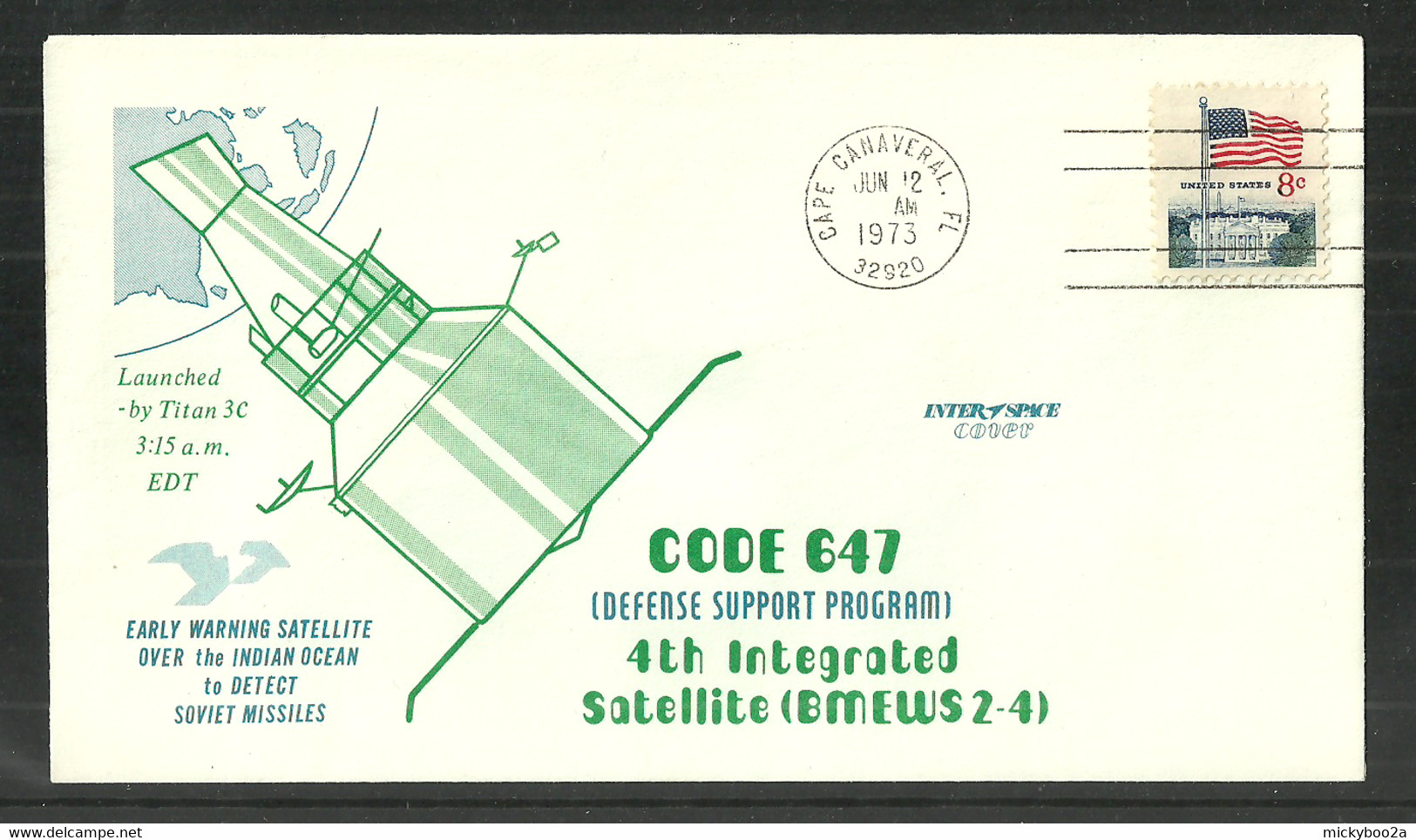USA 1973 SPACE COVER CODE 647 CAPE CANAVERAL COMMEMORATIVE COVER - Event Covers