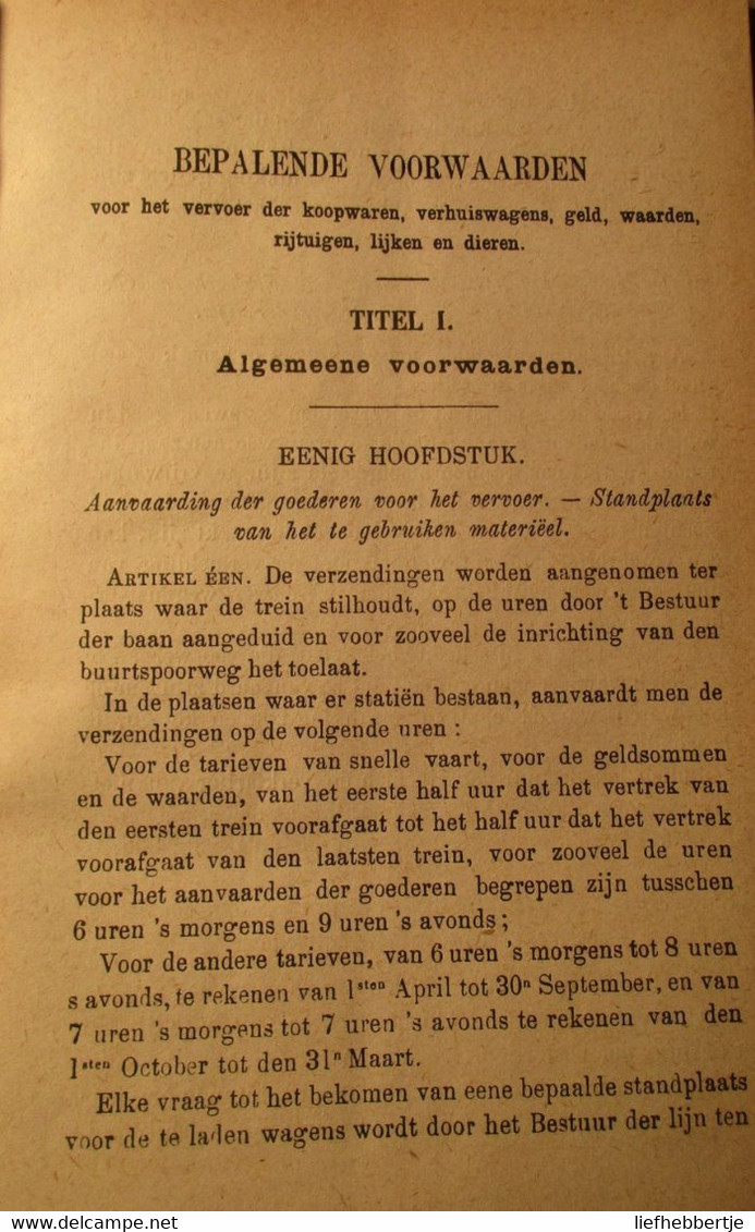 Buurtspoorwegen - Bepalingen Voor Vervoer Van Reizigers, ... - Op De Lijnen Te Vergunnen - 1889 - Spoorwegen - Antiguos