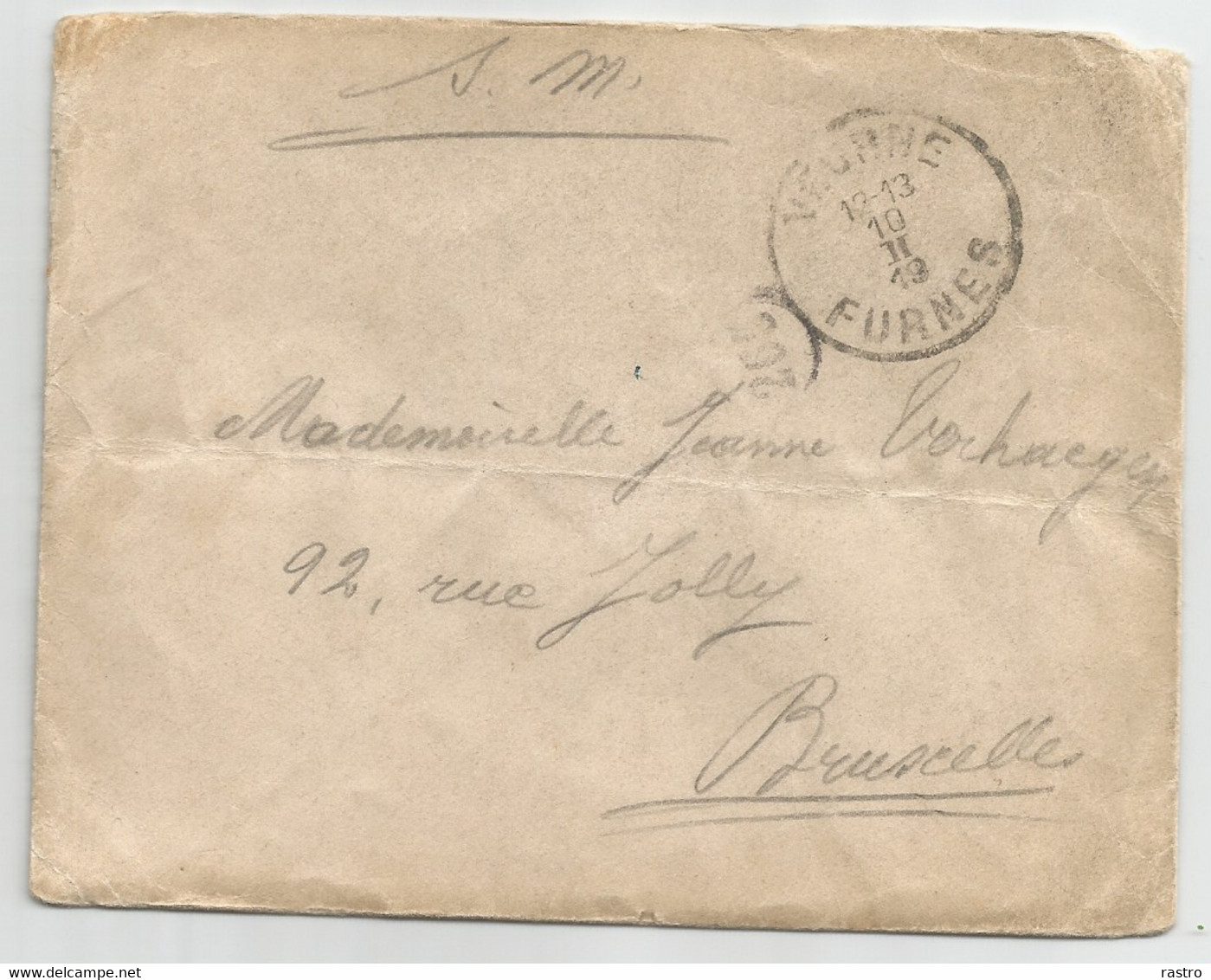 LAC En Franchise  ("s.m.")  De Furnes Vers Bruxelles , 1919 - Zonder Portkosten