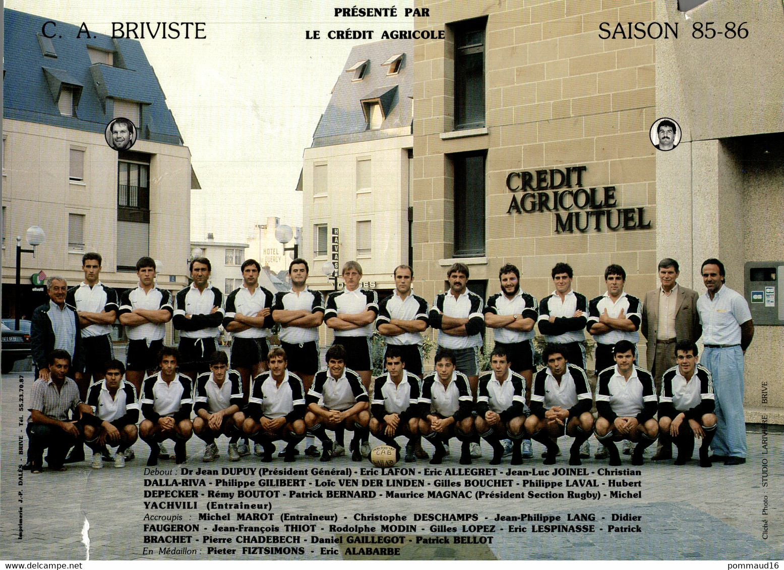 Photo-poster C.A. Briviste Saison 85-86 Présenté Par Le Crédit Agricole - Rugby