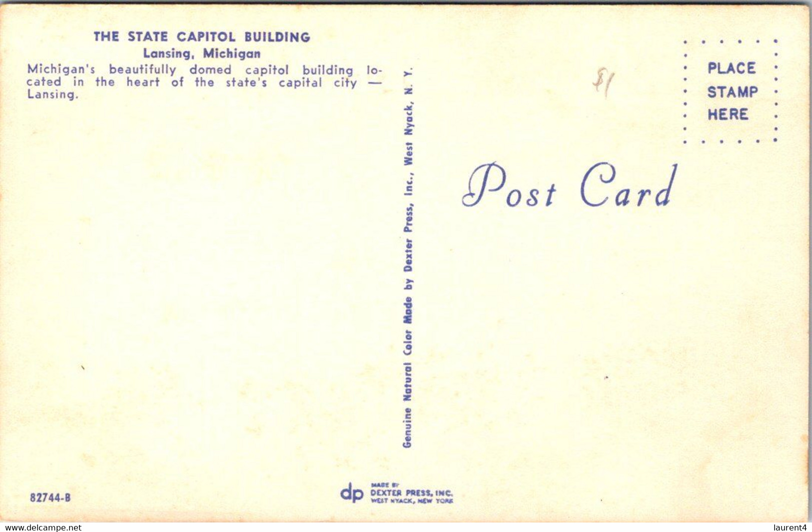 (5 A 9) Older USA Postcard - Michigan State Capitol - Lansing