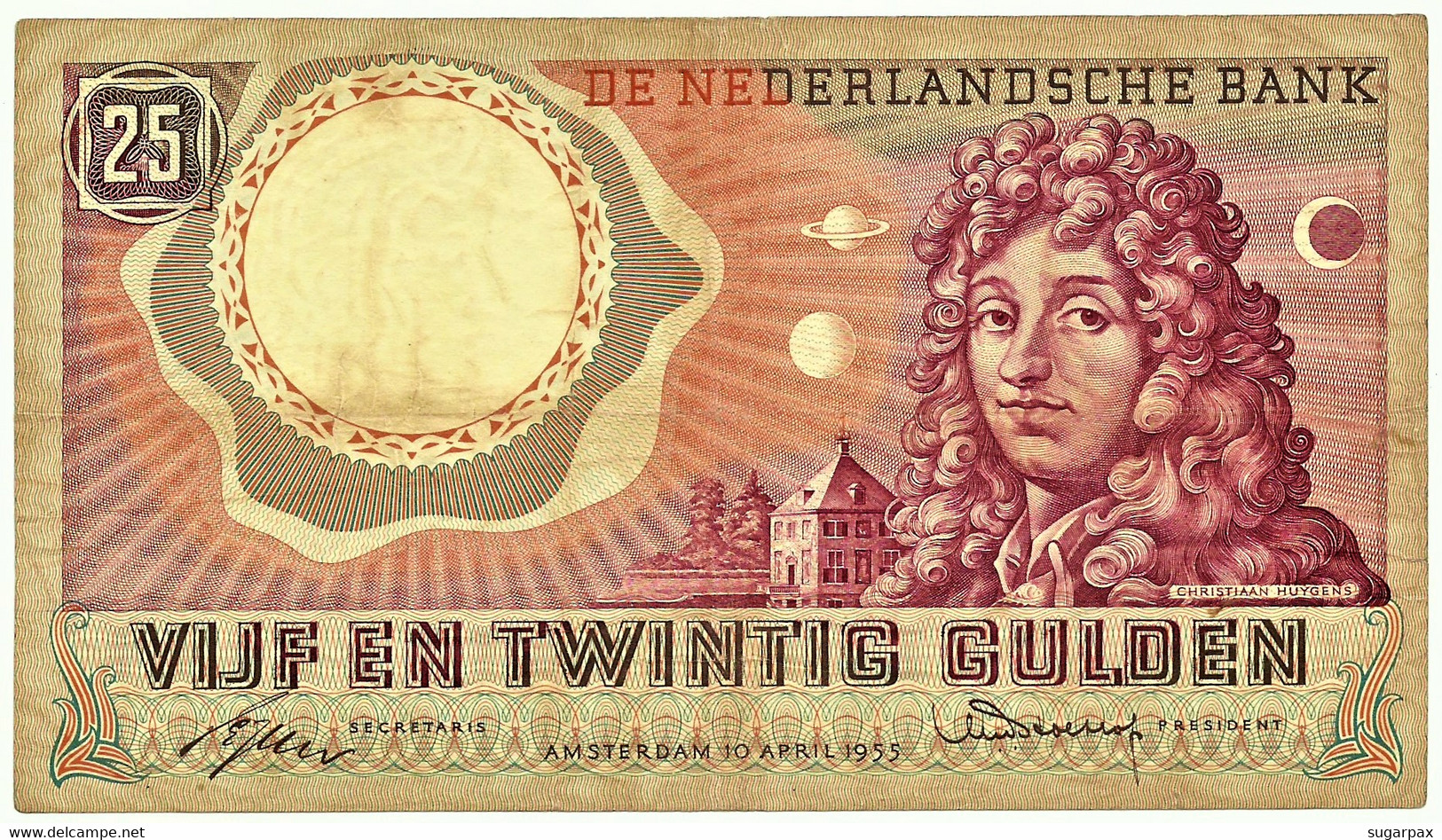 NETHERLANDS - 25 GULDEN - 10.04.1955 - Pick 87 - Christiaan Huygens - 25 Gulden