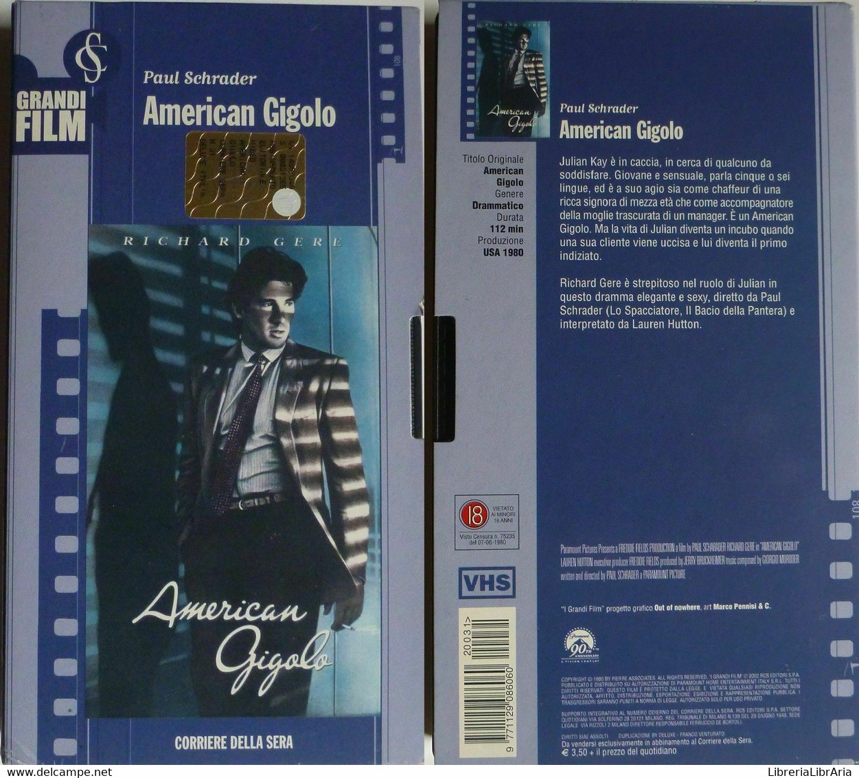 American Gigolò - VHS - Richard Gere- Corriere Della Sera -F - Lotti E Collezioni