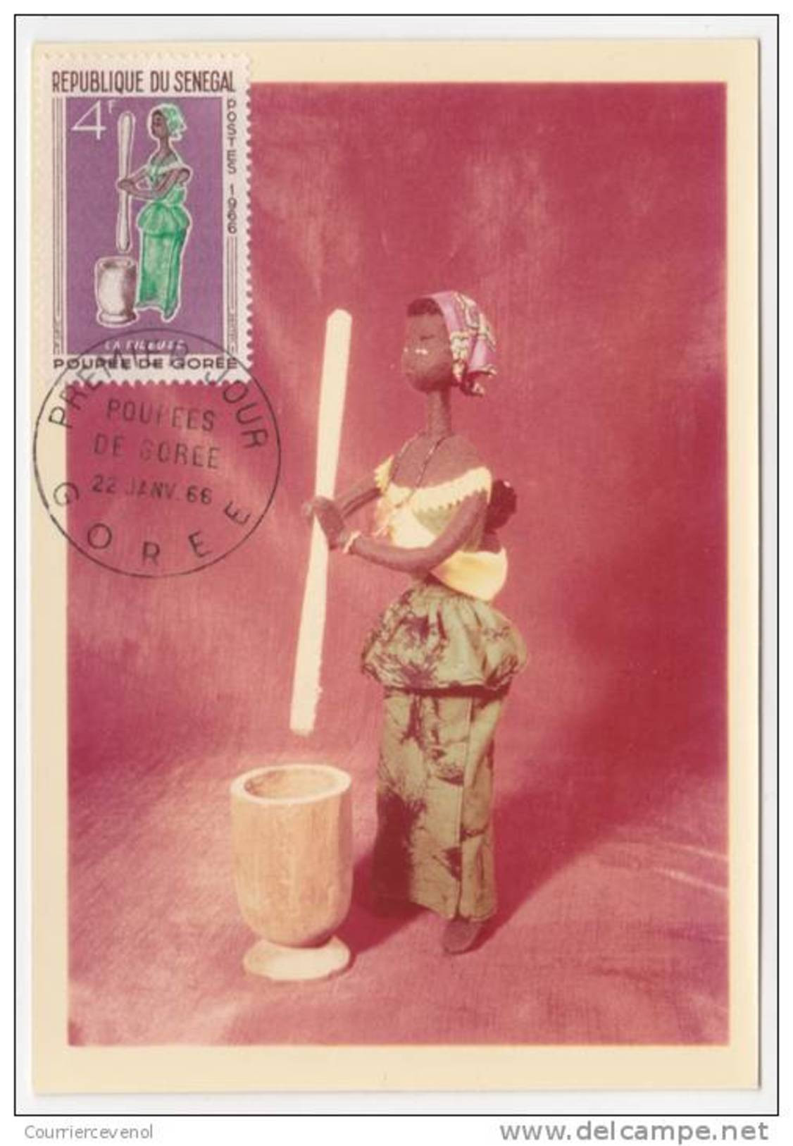 SENEGAL - 4 Photos "Poupées De Gorée" Avec Les 4 Timbres Concordants Oblitérés Au Premier Jour. - Senegal (1960-...)